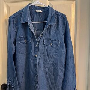 Lucky Brand Casual Blue Thin Denim Button-Down Shirt